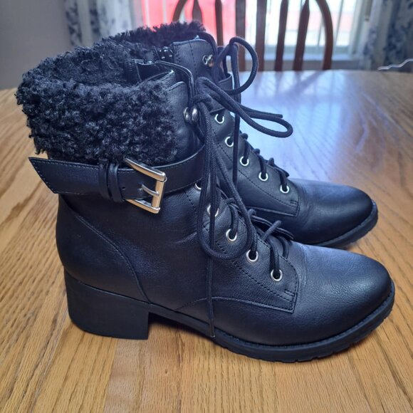 MARI A. JORDIN COMBAT BOOTS BLACK WOMEN'S SIZE 8.5 - Picture 3 of 9